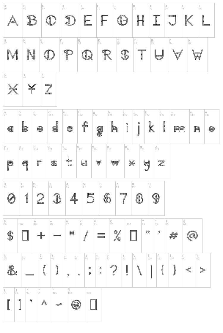 Too Damn Fancy font map